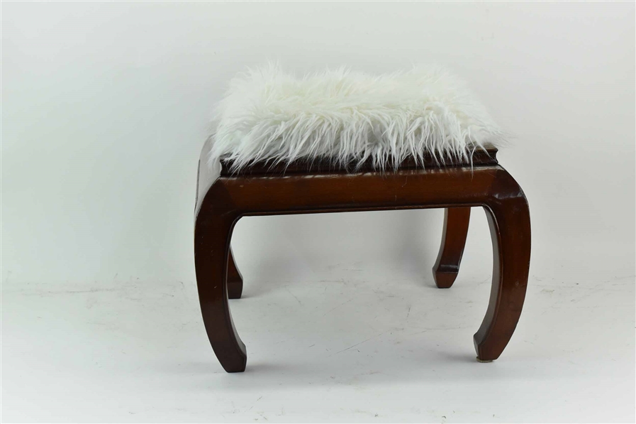 Asian Style Hard Wood Upholstered Stool 