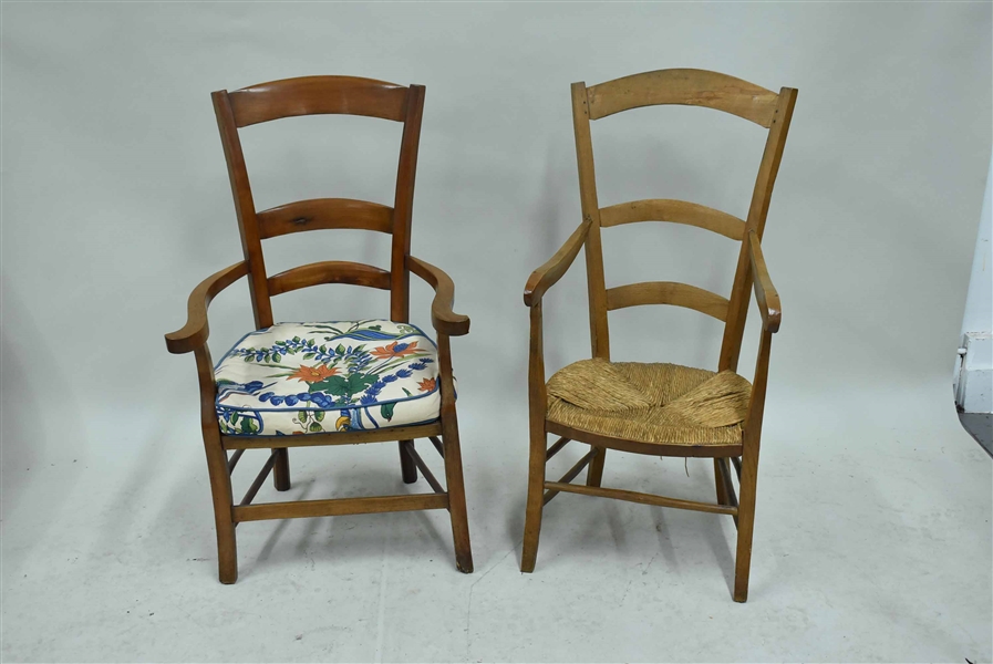 Two Similar Country Ladderback Armchairs