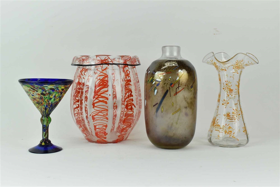 Three Assorted Art Glass Vases 