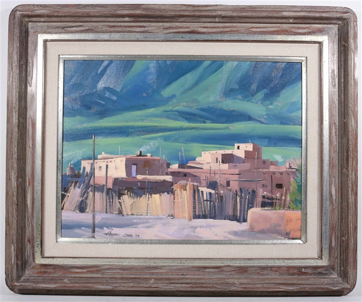 Howard Carr, Oil on Canvas, Indian Village Scene