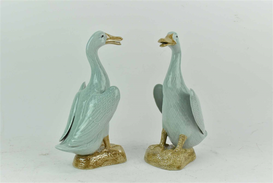 Pair of Chinese Celadon Duck Figures