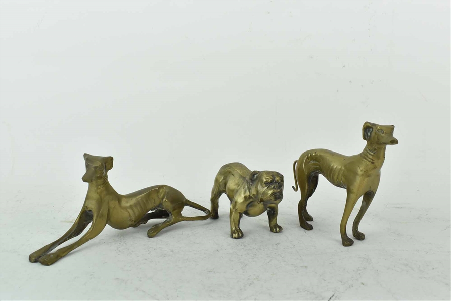 2 Brass Whippet Dog Figures Statues