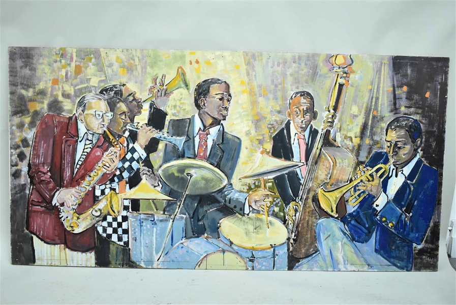 Massive Oil on Plywood Of Jazz Musicians