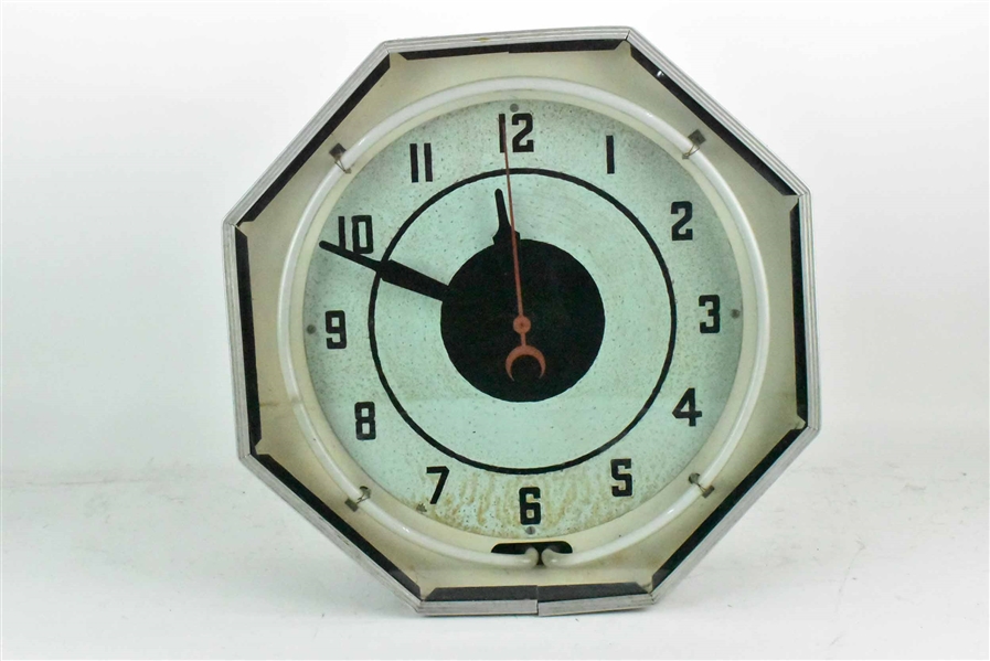 Vintage Neon Octagonal Wall Clock