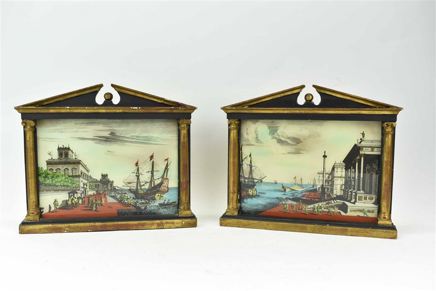 2 Palladio Italy Frames with Reverse Paintings 