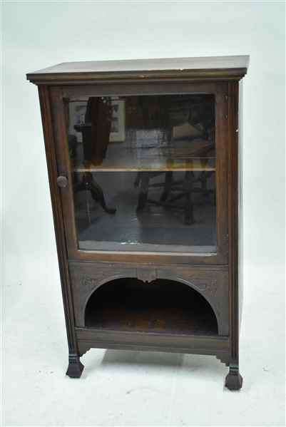 Victorian Walnut Glass Door Bookcase Cabinet