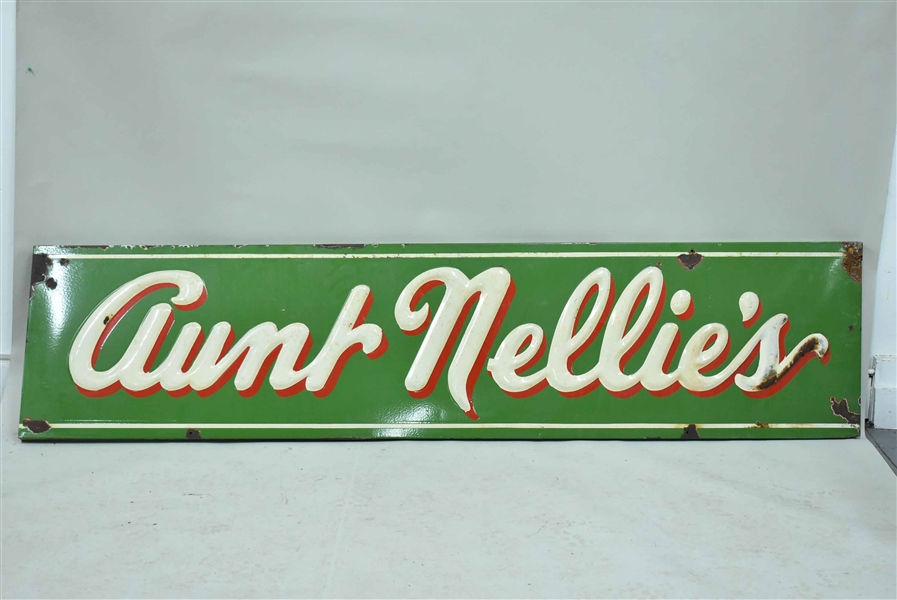 Aunt Nellies Embossed Enamel Advertising Sign