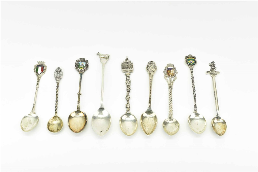 Nine Silver Souvenir Spoons