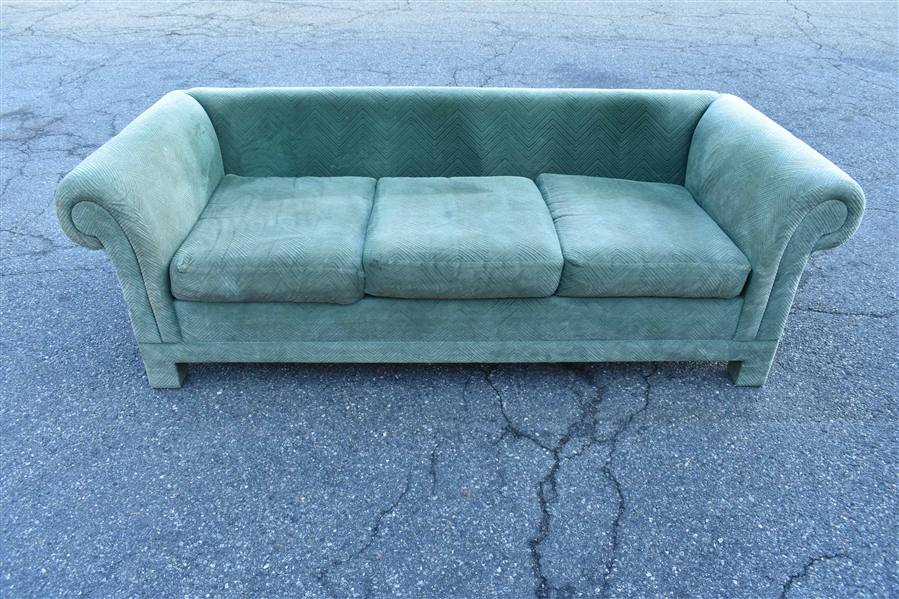 Contemporary Green-Upholstered Sofa