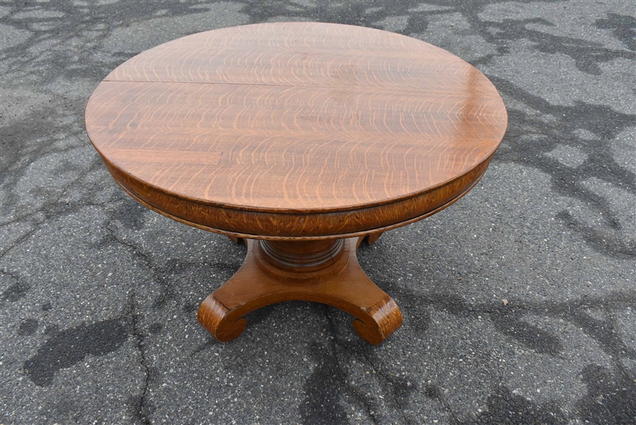 Antique Golden Oak Pedestal Dining Table