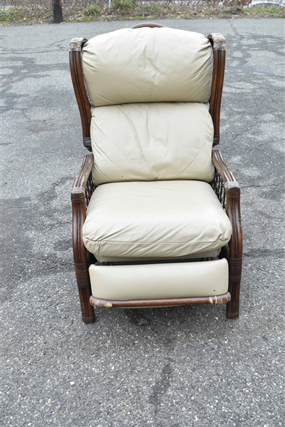 Burris Rattan Leather Reclining Chair