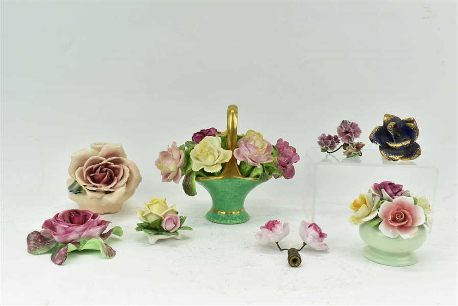 Three Porcelain Flower Lamp Finials