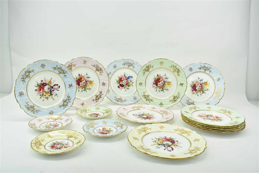 12 Hammersley Porcelain Luncheon Plates