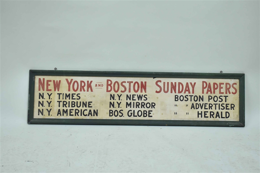 Vintage New York and Boston Sunday Newspaper Sign