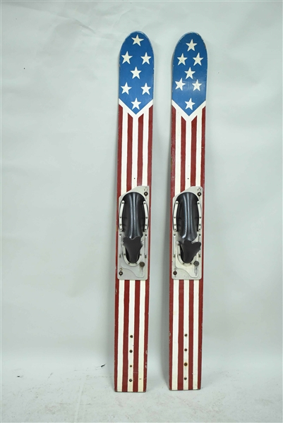 Pair Of Stars and Stripes Vintage Water Skis 