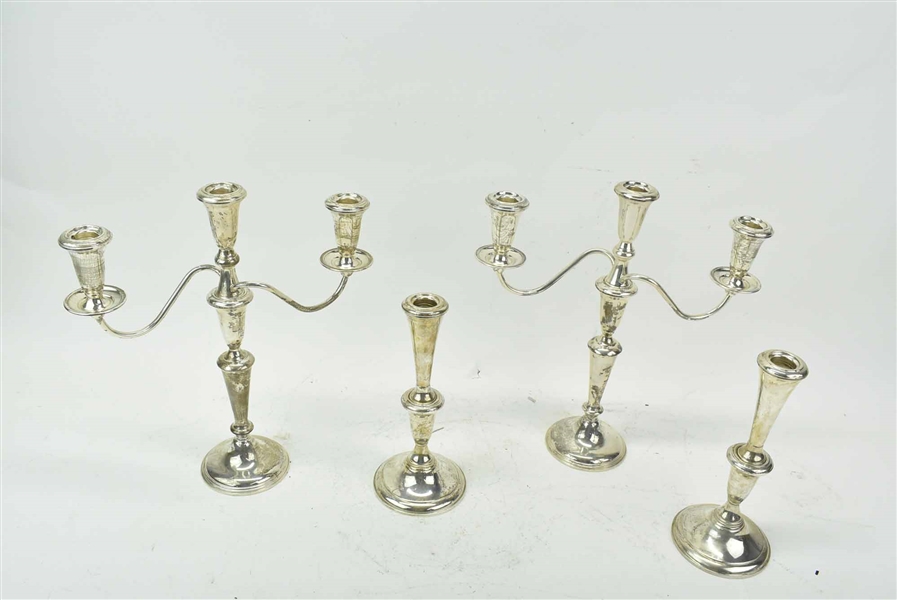 Pair Empire Weighted Sterling Silver Candelabra