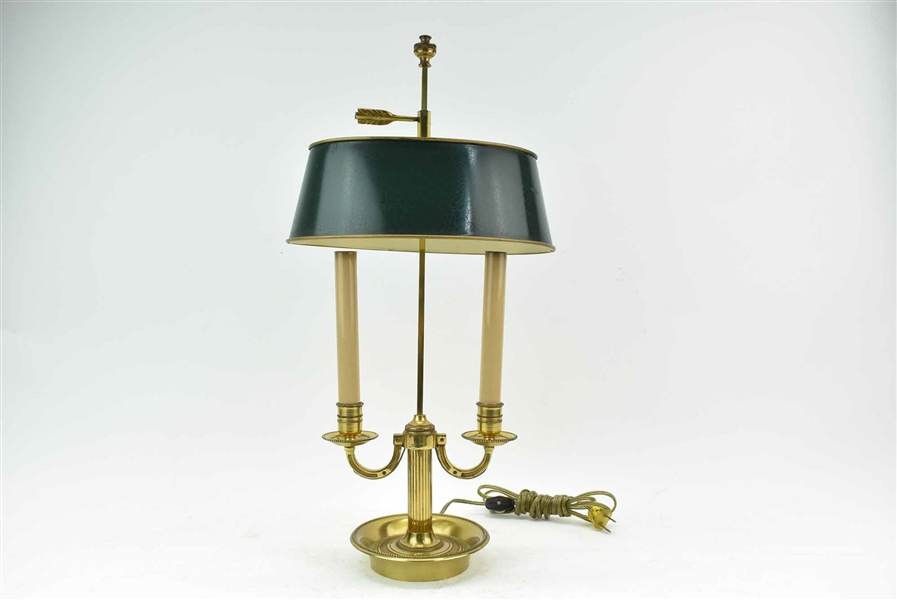 French Two Arm Brass Bouillotte Table Lamp
