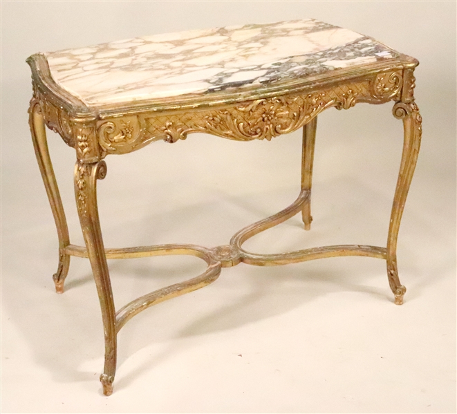 Louis XV Style Giltwood Marble Top Center Table