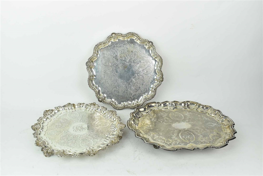 Three Footed Silverplate Serving Trays