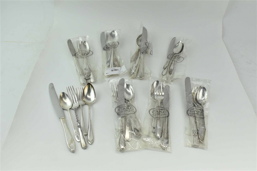 Eight 5-pc Assembled Sets of Silverplate Flatware
