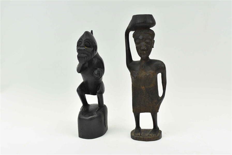 Two Carved Hardwood African Figural Sculptures