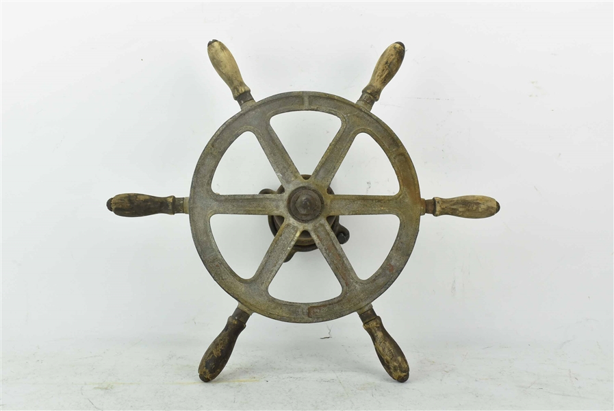 Iron Ships Wheel with Wood Handles 