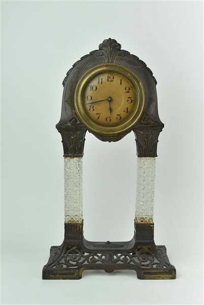  Art Nouveau Gilt Metal Mantle Clock