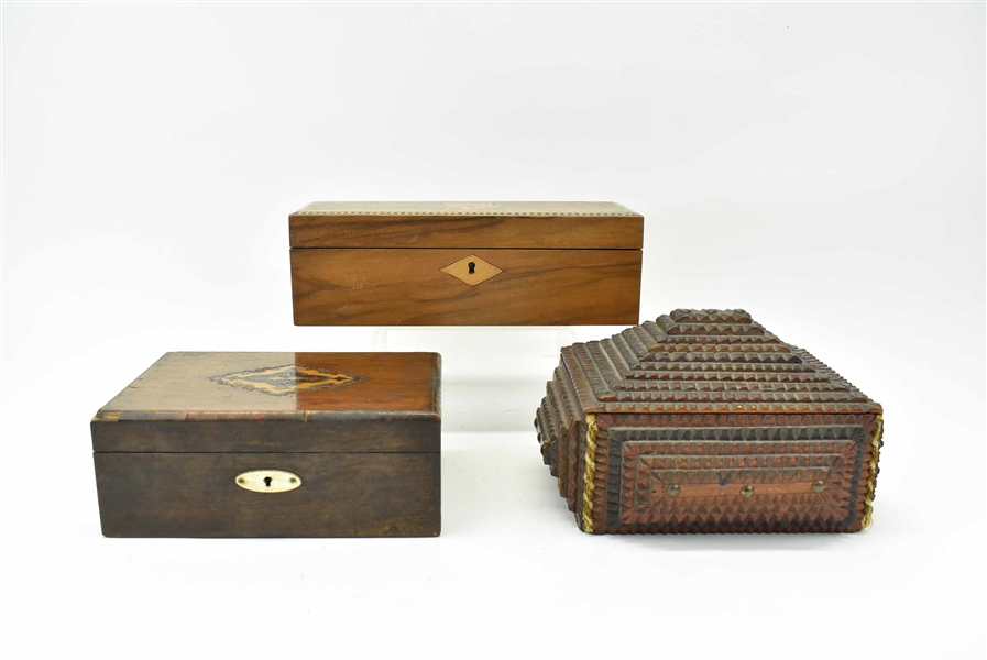 Tramp Art Wooden Box