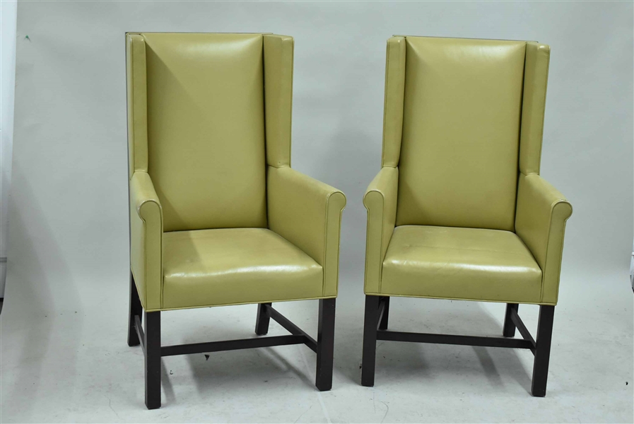 Pair of Modern High Back Wing Chairs