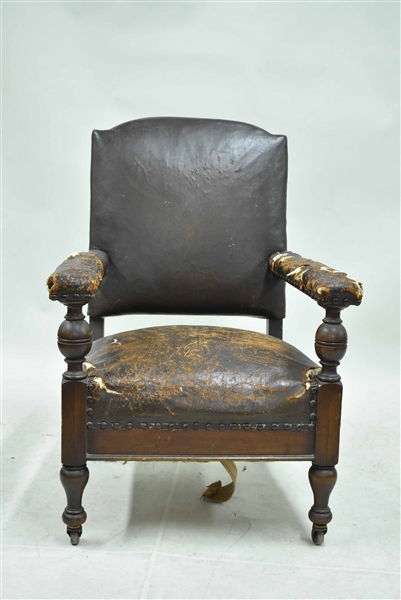 Antique Arts + Crafts Leather Armchair