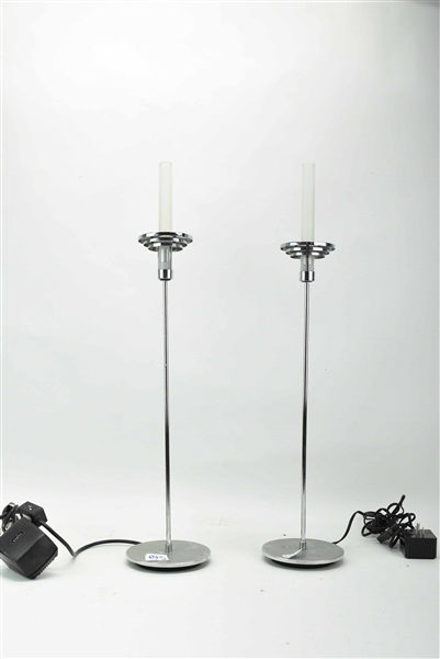 Pair of Modern Chrome Table Lamps