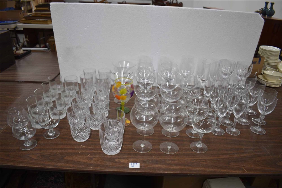 Large Group of Assorted Crystal & Glass Stemware