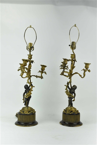 Pair of Antique French 4-Light Candelabras 