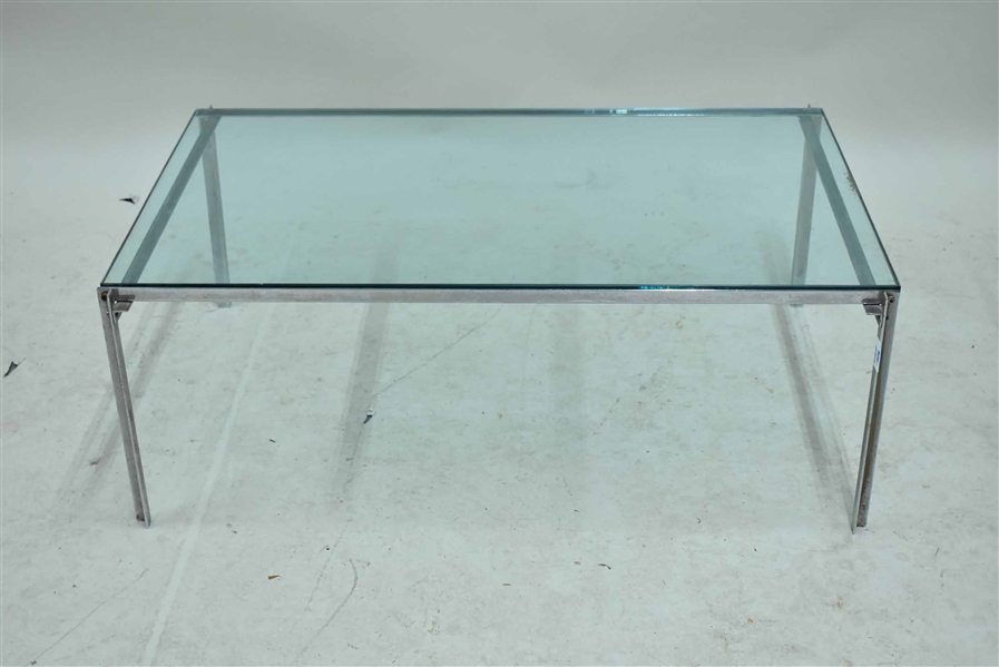 Modern Chrome and Glass Top Coffee Table 