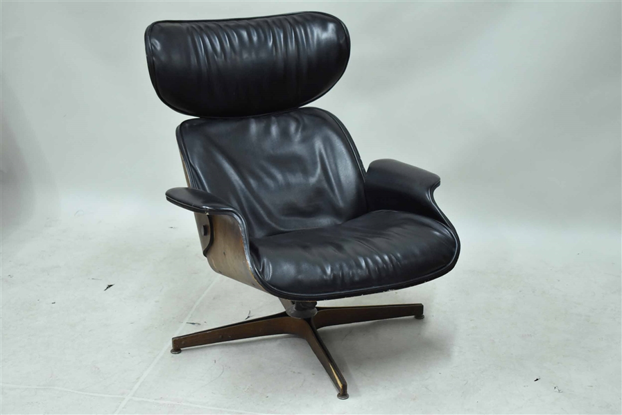 Charles Eames Style Black Leather Lounge Chair