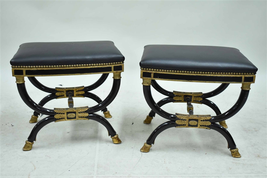 Pair of Neoclassical Style Curule Stools
