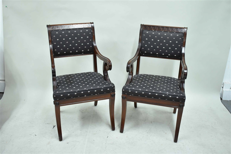 Pair of Baker Neoclassical Style Arm Chairs 