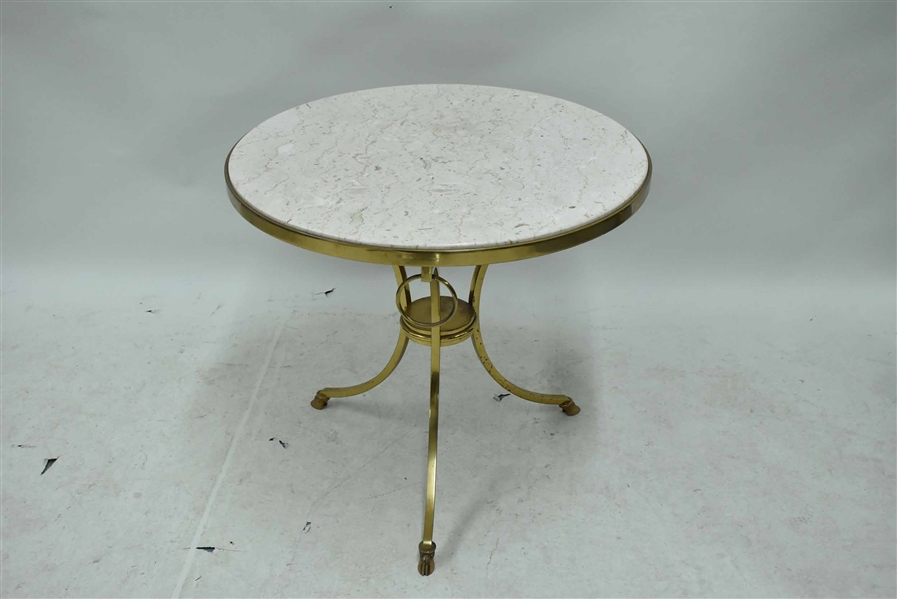 Paul Jones Gueridon Brass and Marble Side Table 