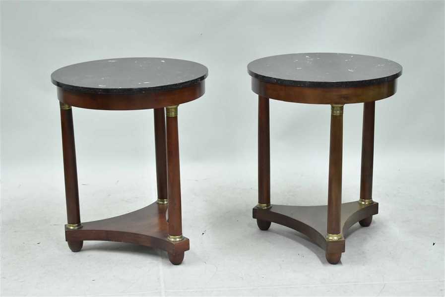 Pair of French Empire Marble Top Tables