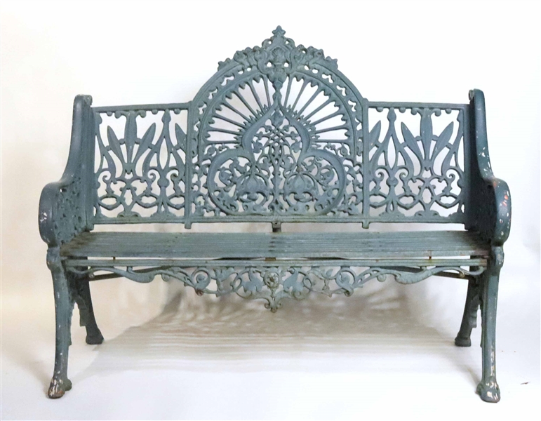 Green-Painted Cast Iron Bench