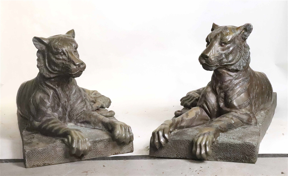 Pair of Contemporary Cast Metal Tigers
