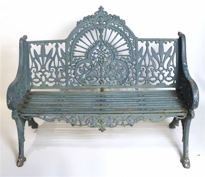 Green-Painted Cast Iron Bench