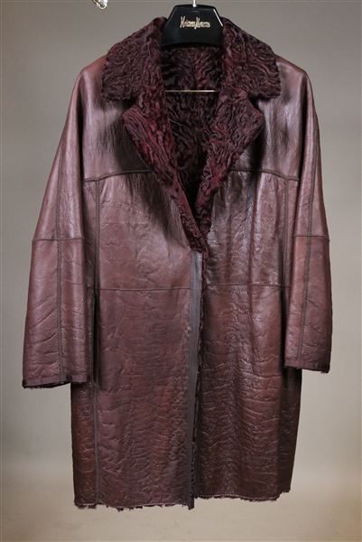 Giuliana Teso Brown Leather and Lambs Wool Jacket