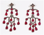 Pair of Ruby & Diamond Earrings, Laura Munder
