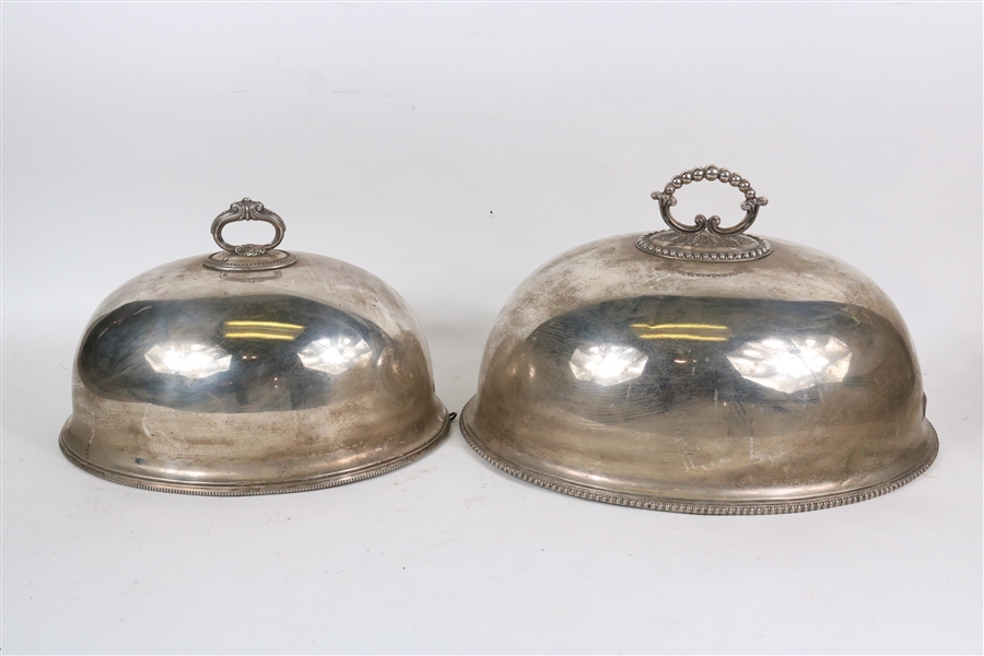 Two English Silver Plated Roaster Domes