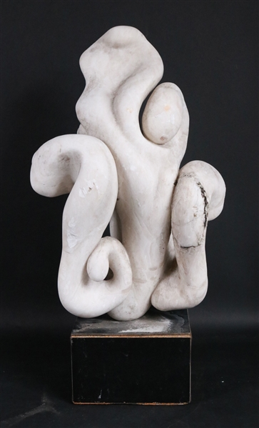 Carved White Marble Abstract Sculpture