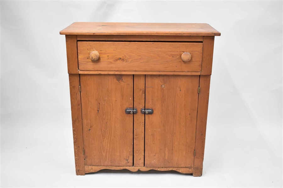 Antique Red Stained Pine Cabinet
