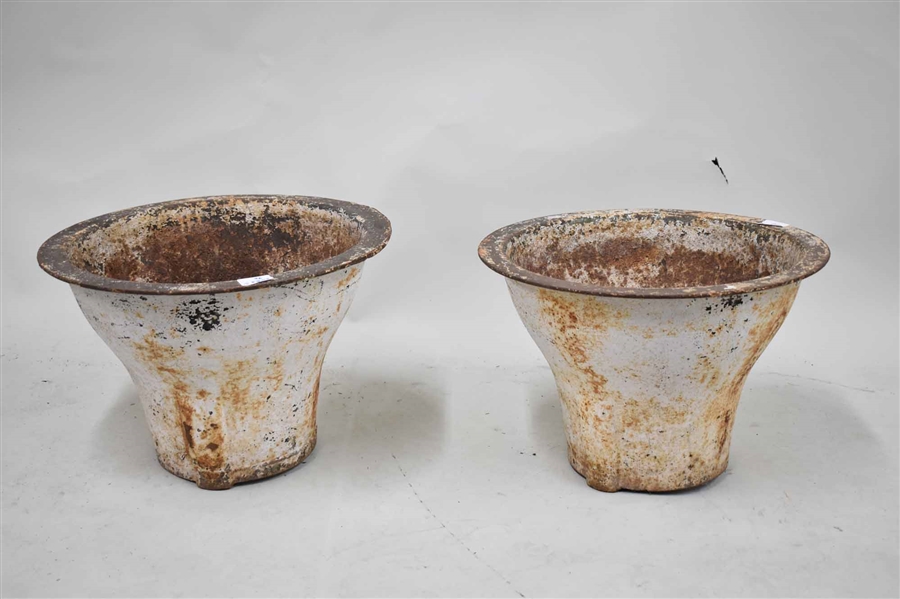 Pair of Iron White Painted Flower Planters