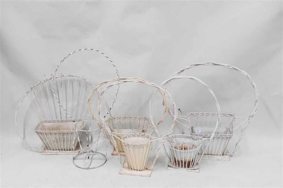 5 Vintage Wicker Funeral Baskets