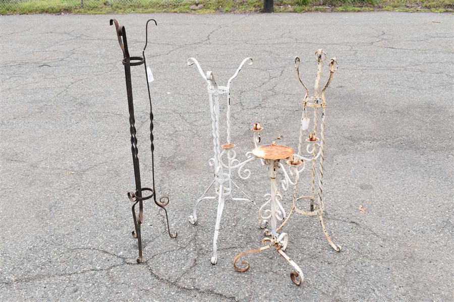 4 Vintage Wrought Iron Plant Stands